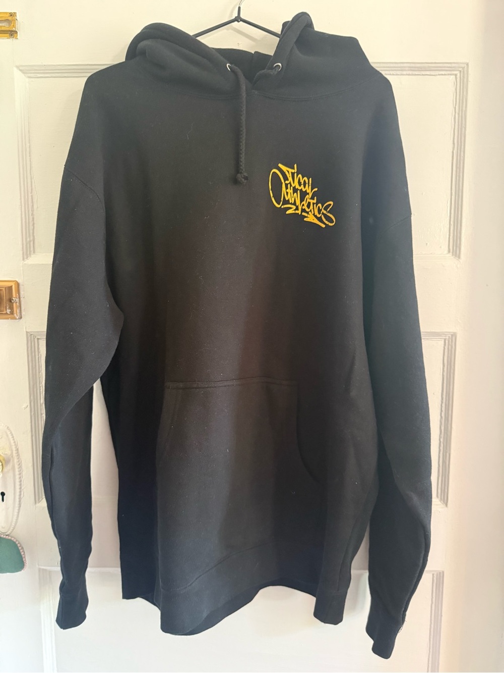 Black Hoodie with Yellow Script Chest Logo Tical Athletics